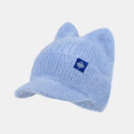Winter Warm Knitted Hat With Brim – Soft And Cozy Cat Ear Design Cute Cold Weather Earflap Cap