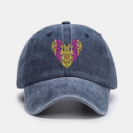 Colorful Leopard Heart Print Washed Baseball Cap