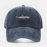 Shark Embroidered Washed Baseball Cap