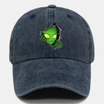 Vintage Alien Pattern Washed Baseball Cap