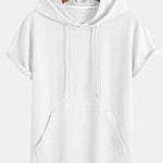 Kangaroo Pocket Ribbed Hooded T-Shirt & Drawstring Ribbed Shorts