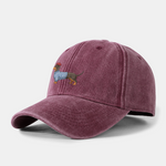 Dachshund Wearing Striped Sweater Print Washed Baseball Cap