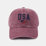 USA Flag Print Washed Baseball Cap