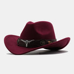 Bull Adorned Bohemian Felt Cowboy Hat