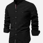 Long Sleeve Linen Look Stand Collar Shirt