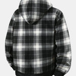 Teddy Lined Flannel Zip Hooded Coat