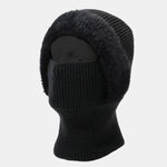Solid Color Velvet Warm Knitted Hat With Scarf