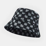 Vintage Washed Denim Checkerboard Basin Hat