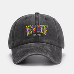Leopard New York Print Washed Baseball Cap