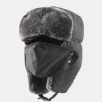 Outdoor Ski Protective Cap Warm Thick Leather Winter Hat With Face Mask