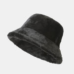 Faux Mink Fur Wide Brim Plush Bucket Hat
