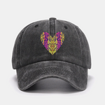 Colorful Leopard Heart Print Washed Baseball Cap