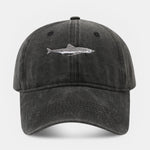 Shark Embroidered Washed Baseball Cap