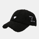 Stylish Plush Baseball Cap With Heart And Letter Embroidery