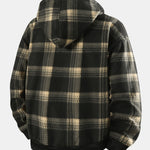 Teddy Lined Flannel Zip Hooded Coat