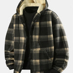 Teddy Lined Flannel Zip Hooded Coat