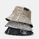 Newspaper Print Double Side Reversible Bucket Hat