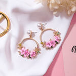 Elegant Gold Earrings with Flowers and Pearls