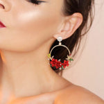 Elegant Gold Earrings with Flowers and Pearls