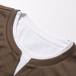 2 Pieces Relax Fit 2 In 1 Notched Collar Textured T-Shirt