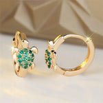 Sea Turtle Hoop Earrings with Sparkling Zircon