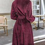 Zeagoo Velvet Dress V-Neck Long Sleeve Stretch Mini Dress