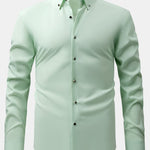 Long Sleeve Dress Shirt with Faux Gemstone Metal Rim Buttons