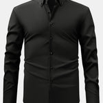 Long Sleeve Dress Shirt with Faux Gemstone Metal Rim Buttons