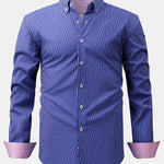 Long Sleeve Contrast Plaid Stripe Button Up Shirt