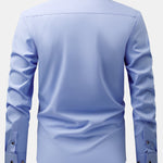 Long Sleeve Dress Shirt with Faux Gemstone Metal Rim Buttons