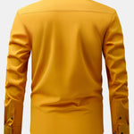 Long Sleeve Dress Shirt with Faux Gemstone Metal Rim Buttons