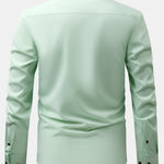 Long Sleeve Dress Shirt with Faux Gemstone Metal Rim Buttons