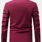 Long Sleeve Dress Shirt with Faux Gemstone Metal Rim Buttons