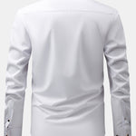 Long Sleeve Dress Shirt with Faux Gemstone Metal Rim Buttons