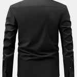 Long Sleeve Dress Shirt with Faux Gemstone Metal Rim Buttons