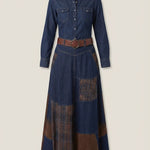 Azucena - Vestido Maxi de Ante con Cinturón