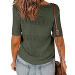 Zeagoo Women Short Sleeve Knit Openwork Pullover