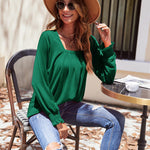 Zeagoo Long Sleeve Shirts Square Neck Pleated Tunic Tops