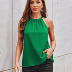 Zeagoo High Neck Halter Tops Sleeveless Flowy Cami Blouse