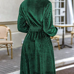 Zeagoo Velvet Dress V-Neck Long Sleeve Stretch Mini Dress