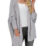 Zeagoo Women's 2023 Fall Winter Popcorn Cardigan Open Front Batwing Sleeve Oversized Chunky Knit Sweater with Pockets