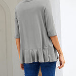 Zeagoo Women's 3/4 Sleeve Draped Ruffles Cardigan