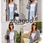 Zeagoo Women's Cardigan for Women Long Sleeve Knit Cardigan with Hood Open Front Sweater Coat Outwear with Pockets