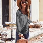 Zeagoo Long Sleeve Shirts Square Neck Pleated Tunic Tops