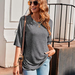 Zeagoo Ribbed Knit Short Sleeve Casual Tunic Tops