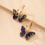 Golden Multicolor Butterfly Hoops