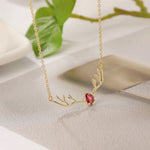 Deer Antler Necklace with Delicate Heart Charm