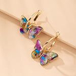 Golden Multicolor Butterfly Hoops