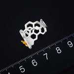Adjustable 18K Gold Plated Honeycomb Ring