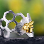 Adjustable 18K Gold Plated Honeycomb Ring